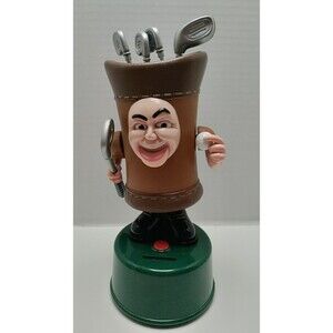 Mag-Nif Talking Animated Golf Bag Bank 10" Rare